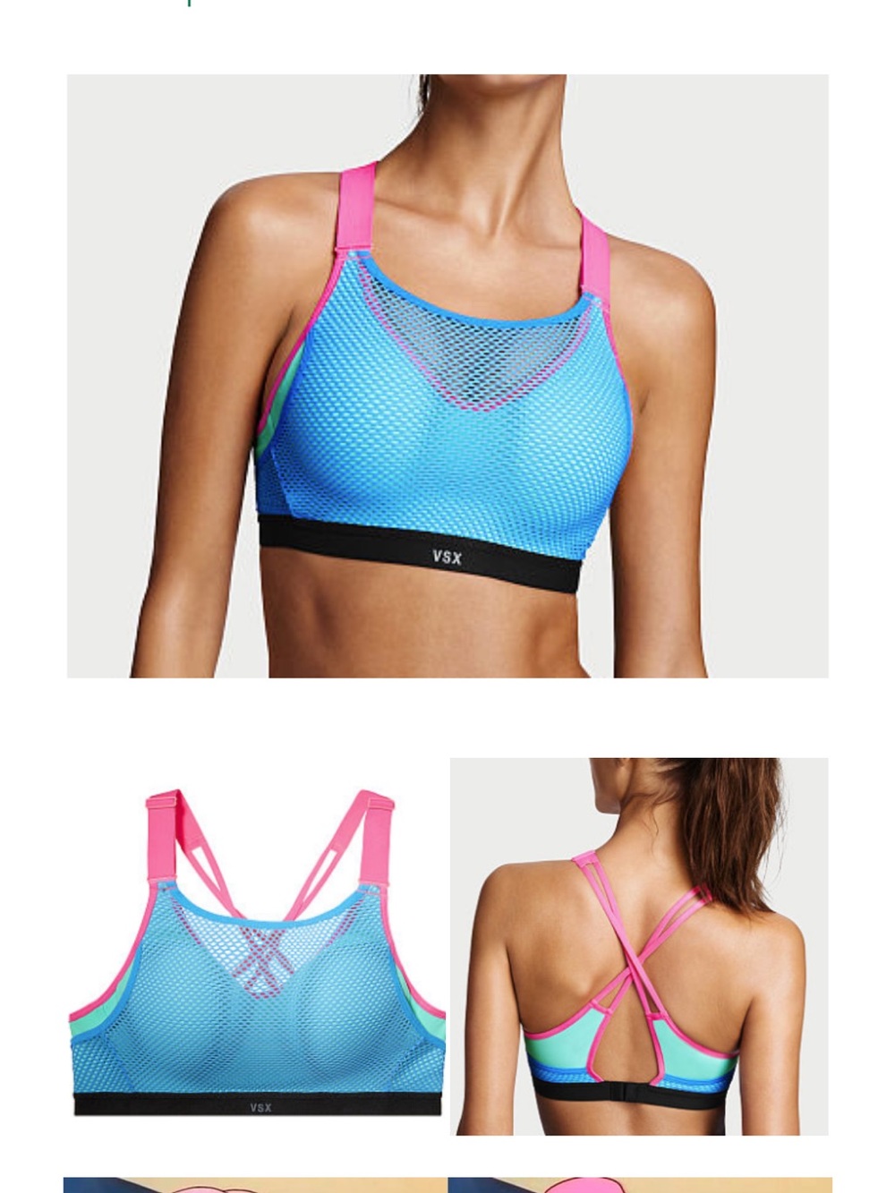 VSX Incredible Blue/Pink/Lime Colorblock High-Support Underwire Sports Bra 36C